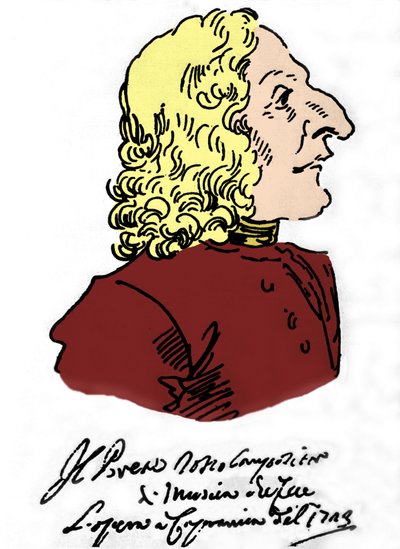 Antonio Vivaldi (1678 - 1741), Cartoon by Pierre Leone Ghezzi (1674 - 1755) by Pier Leone Ghezzi