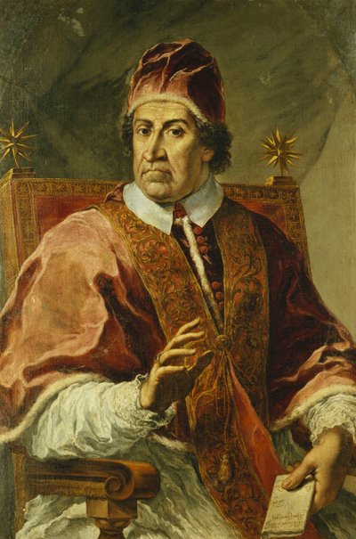Portrait of Pope Clement XI, Seated Half Length, Wearing Papal Robes, Holding a Letter by Pier Leone Ghezzi