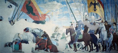 Detail from the Legend of the True Cross showing victory of Constantine by Piero della Francesca