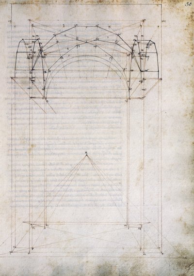 Perspective of aisle with cross vault, from 