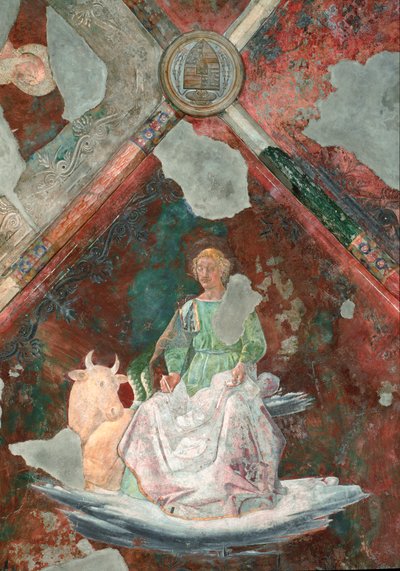 Saint Luke. Detail of a fresco attributed to Piero della Francesca (1410/1420-1492). San Michele chapel. Basilica of Santa Maria Maggiore (Holy Mary Major), Rome. by Piero della Francesca