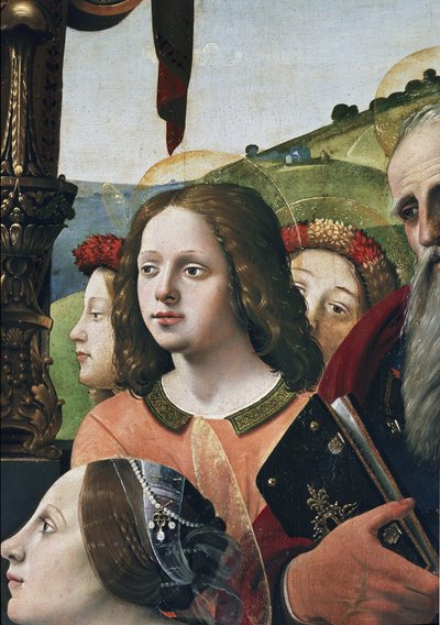 Virgin and Child on the throne surrounded by saints (detail) by Piero di Cosimo