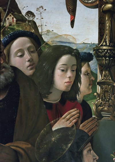 Virgin and Child on the throne surrounded by saints (detail) by Piero di Cosimo