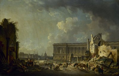 Clearing the colonnade of the Louvre, circa 1756 by Pierre Antoine Demachy