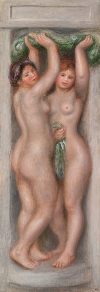 Caryatids; also called Two Bathers (decorative panel) by Pierre-Auguste Renoir