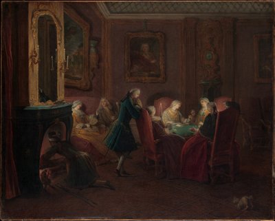 Card Players in a Drawing Room by Pierre Louis the Younger Dumesnil