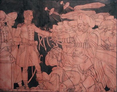 Napoleon I (1769-1821) receiving the surrender of the Egyptian leaders during the Egyptian Campaign, preparatory design for a vase by Pierre Nolasque Bergeret
