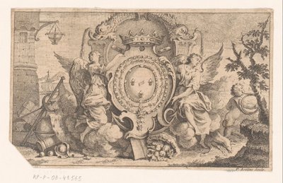 Allegorical Representation with the Coat of Arms of the French Crown by Pierre Alexandre Aveline