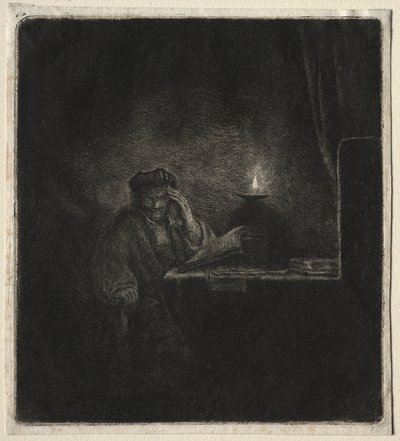 Copy of Student at a Table by Candlelight by Pierre Auguste Renoir