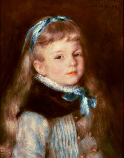 Mademoiselle Grimprel with Blue Ribbon by Pierre Auguste Renoir
