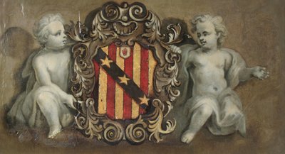 Two putti supporting a cartouche with the Elton arms, c.1710-20 by Pierre Berchet