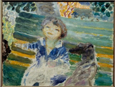 Little Girl with the Dog (Painting by Pierre Bonnard) by Pierre Bonnard