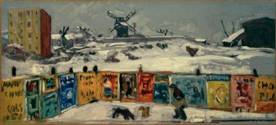Palisade, the Posters (Palisade Covered with Posters, and the Old Mills of Montmartre in the Snow) by Pierre Bonnard