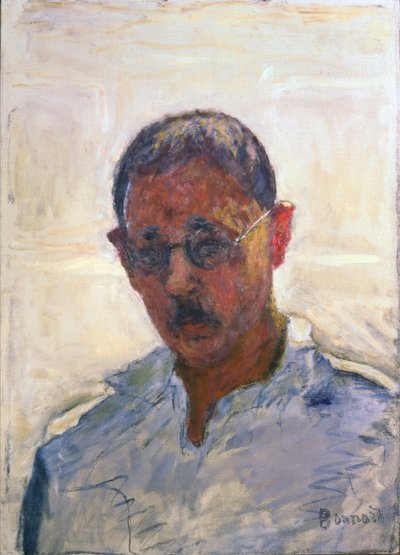 Self Portrait on a White Background with Open-Necked Shirt by Pierre Bonnard