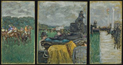 The Longchamp Racecourse, Triptych, 1897 by Pierre Bonnard