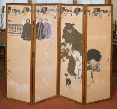 The Nannies Out for a Walk or the Frieze of Hackney Carriages, Folding Screen in 4 panels, 1899 by Pierre Bonnard