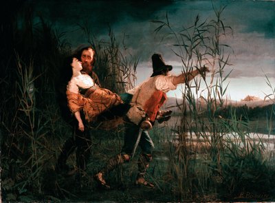 Risorgimento: Giuseppe Garibaldi and Anita Cross the Marshes of Comacchio on August 3 by Pierre Bouvier