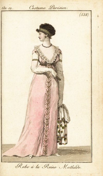 Woman in a gown in the style of Matilda of Flanders, Paris by Pierre Charles Baquoy