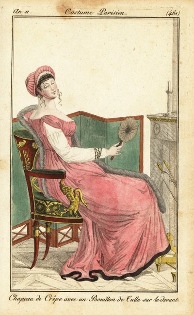 Woman sitting on an Empire chair in a parlour, Paris by Pierre Charles Baquoy