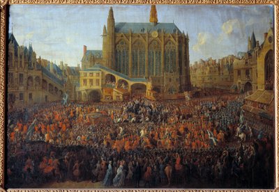 Departure of Louis XV after the bed of justice breaking the will of Louis XIV, held in the Grand Chamber of the Parliament of Paris by Pierre Denis Martin