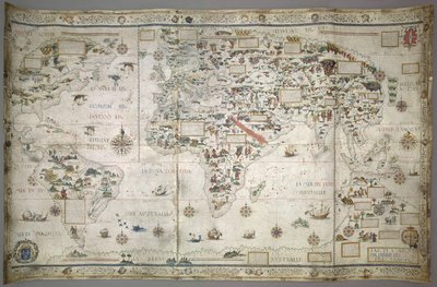 World Map (Planisphere) (Add MS 24065) by Pierre Descaliers