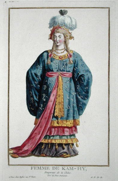 Wife of Kang Tsi from Recuil des Estampes, representing the Ranks and Dignities, following the Costume of all existing Nations, published 1780 by Pierre Duflos