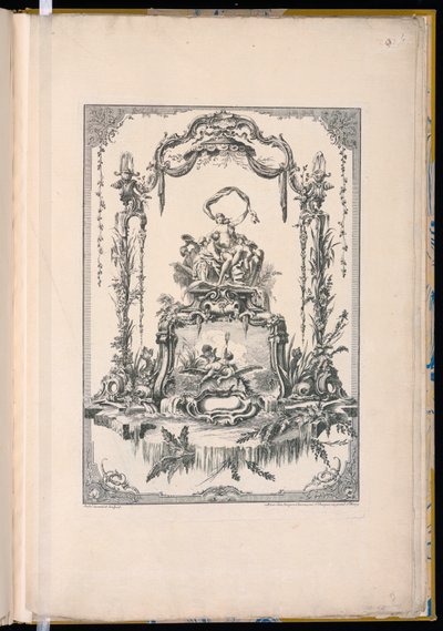 Ornament Panel with a Double Cartouche Showing Venus or Thetis with Her Nymphs and a Fountain by Pierre Edme Babel
