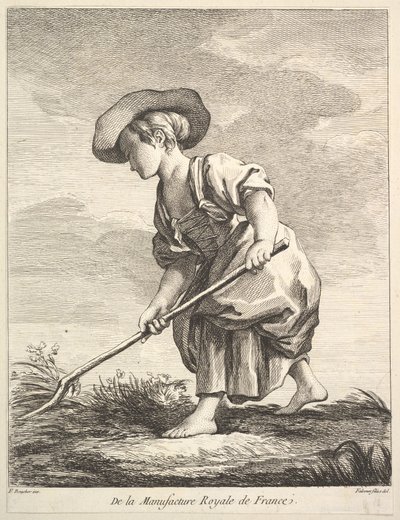 Little Girl Doing Farm Work, from Premier Livre de Figures d