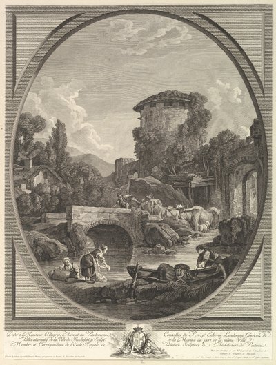 Landscape with a Bridge and a Dovecote by Pierre Francois Laurent