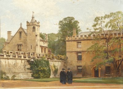 The Grammar Hall from St Johns Quadrangle in 1881: President Bulley in the Lodgings Drive and Two Others, 1881 by Pierre François Joseph Tonneau