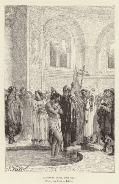 Baptism of Rollo, first ruler of Normandy, c911 by Pierre Fritel