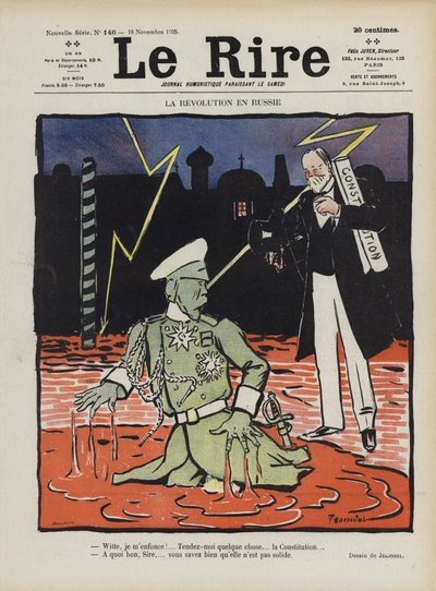 Revolution in Russia. Illustration for Le Rire by Pierre Georges Jeanniot