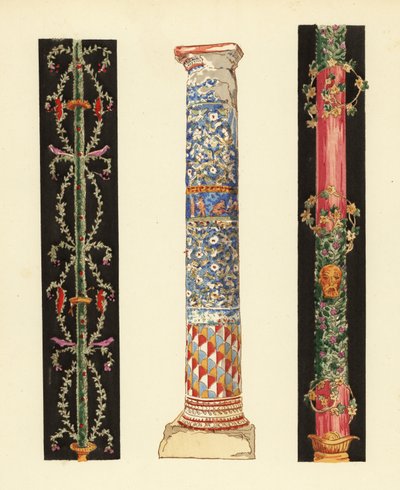 Decorative Candelabra in the Fourth Pompeian Style and Column of Enamel Mosaic, Pompeii by Pierre Gusman