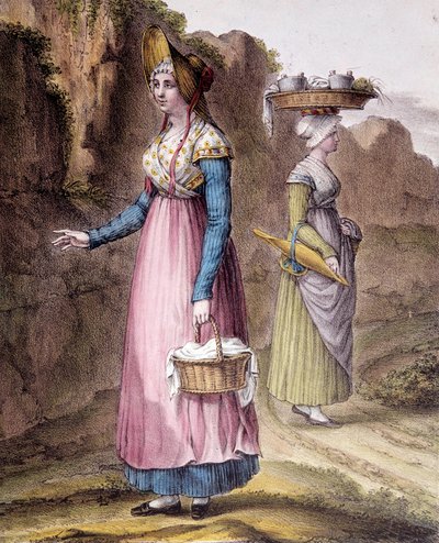 Traditional costume: a peasant from the surroundings of Lyon. Carpentier engraving by Pierre Henri Charpentier