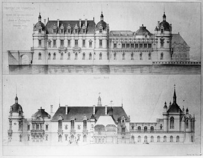 Design for the reconstruction of the north facade and the facade of the Petit Chateau of the Chateau de Chantilly, 1875 by Pierre Jerome Honore Daumet