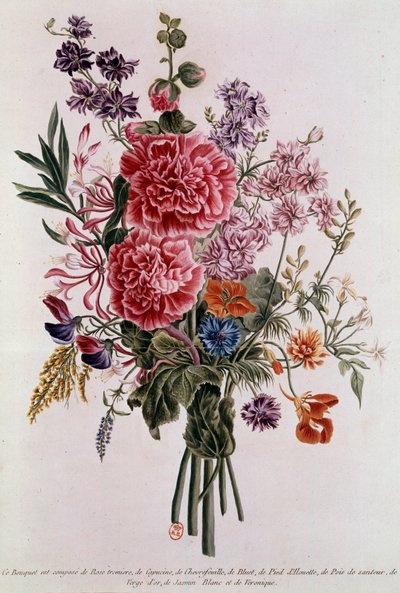 Bouquet composed with roses Lithography by Pierre Joseph Buchoz by Pierre Joseph Buchoz