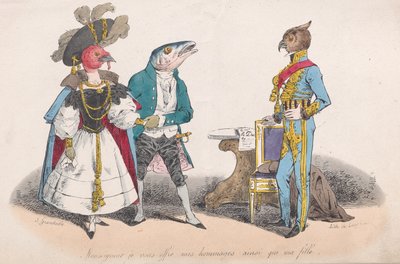 Sir, I offer you my respects and my daughter from Metamorphoses of the Day, 1829 by Pierre Langlumé