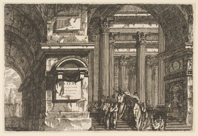 Funerary Scene in a Temple by Pierre Moreau