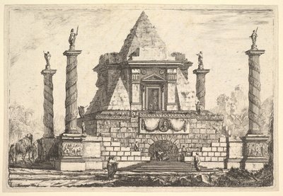 Imaginary Architecture with Camel and Figures, after Della Bella by Pierre Moreau