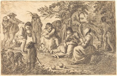 Children with Donkey and Dog in a Clearing by Pierre Parrocel