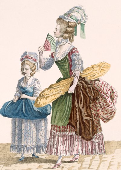 Dressmaker and her assistant carrying tools of trade, engraved by Dupin, plate no.25 from 