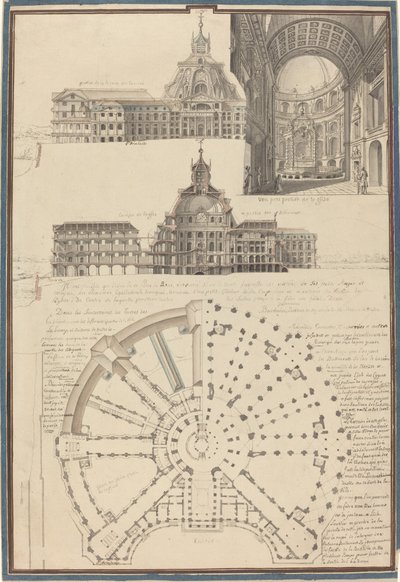Plan and Three Views of a Circular Church by Pierre Varin