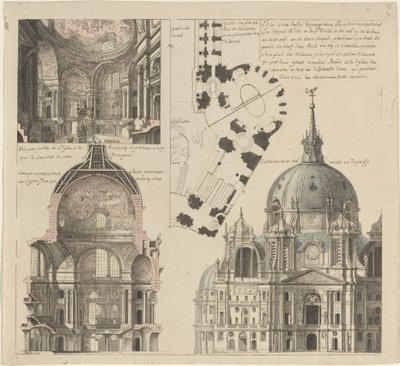 Three Views and a Plan of a Triangular Parish Church by Pierre Varin