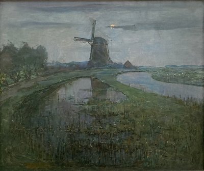 Eastside Mill along the River Gein by Moonlight by Piet Mondrian