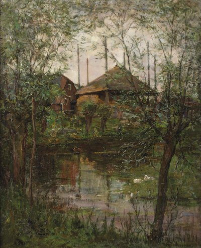 Haystack with willow trees by Piet Mondrian
