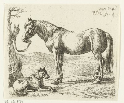 Horse and Dog in a Meadow by Pieter Bodding van Laer