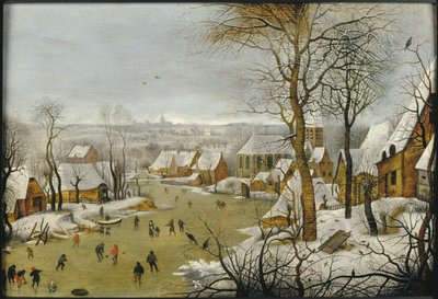 Winter Landscape with a Bird Trap, and the Flight into Egypt by Pieter Brueghel the Younger