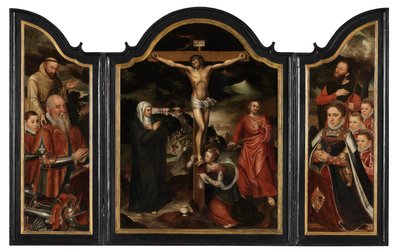 Christ on the Cross with the Virgin, St. John and Mary Magdalene by Pieter Claeissens