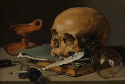Still Life with a Skull and a Writing Quill, 1628 by Pieter Claesz