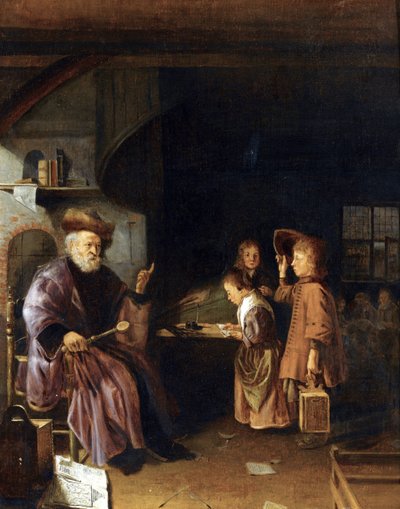 A Schoolmaster Teaching His Pupils in a Classroom by Pieter Cornelisz van Egmondt